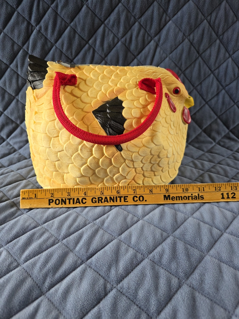 Rubber Chicken Purse with Red Handles - Picture 3 of 7